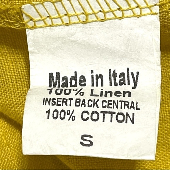 Terzo Millennio Woman 100% LINEN Yellow Back Stripe Lace Top Blouse ITALY Size S - Picture 9 of 11